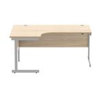 Astin Radial Left Hand SU Cantilever Desk 1600x1200x730mm Canadian Oak/Silver KF824121