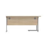 Astin Radial Left Hand SU Cantilever Desk 1600x1200x730mm Canadian Oak/Silver KF824121