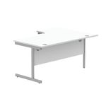 Astin Radial Left Hand SU Cantilever Desk 1600x1200x730mm Arctic White/Silver KF824169