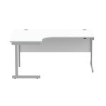 Astin Radial Left Hand SU Cantilever Desk 1600x1200x730mm Arctic White/Silver KF824169
