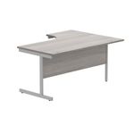 Astin Radial Left Hand SU Cantilever Desk 1600x1200x730mm Alaskan Grey Oak/Silver KF824206