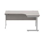 Astin Radial Right Hand SU Cantilever Desk 1600x1200x730mm Alaskan Grey Oak/Silver KF824213