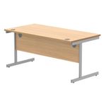 Astin Rectangular Single Upright Cantilever Desk 1600x800x730mm Norwegian Beech/Silver KF824299