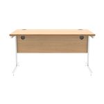 Astin Rectangular Single Upright Cantilever Desk 1400x800x730 Norwegian Beech/Arctic White KF824343