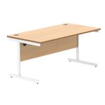 Astin Rectangular Single Upright Cantilever Desk 1600x800x730 Norwegian Beech/Arctic White KF824350