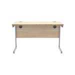 Astin Rectangular Single Upright Cantilever Desk 1200x600x730mm Canadian Oak/Silver KF824367