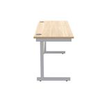 Astin Rectangular Single Upright Cantilever Desk 1400x600x730mm Canadian Oak/Silver KF824374