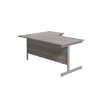 Jemini Radial Right Hand Single Upright Desk 1800x800-1200x730mm Grey Oak/Silver KF846017
