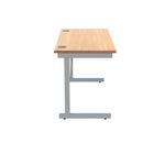 Polaris Rectangular Single Upright Cantilever Desk 1200x600x730mm Norwegian Beech/Silver KF882336