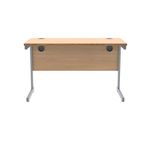 Polaris Rectangular Single Upright Cantilever Desk 1200x600x730mm Norwegian Beech/Silver KF882336