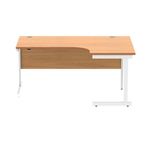 Polaris Right Hand Radial SU Cantilever Desk 1600x1200x730mm Norwegian Beech/White KF882337