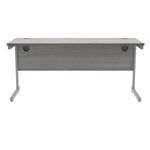 Polaris Rectangular Single Upright Cantilever Desk 1600x600x730mm Alaskan Grey Oak/Silver KF882341