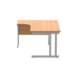 Polaris Left Hand Radial DU Cantilever Desk 1600x1200x730mm Norwegian Beech/Silver KF882344