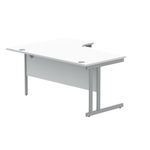 Polaris Right Hand Radial DU Cantilever Desk 1600x1200x730mm Arctic White/Silver KF882351