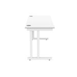 Polaris Rectangular Double Upright Cantilever Desk 1400x600x730mm Arctic White/White KF882353