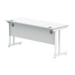 Polaris Rectangular Double Upright Cantilever Desk 1600x600x730mm Arctic White/White KF882354