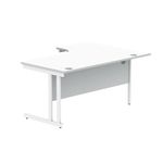 Polaris Left Hand Radial DU Cantilever Desk 1600x1200x730mm Arctic White/White KF882358