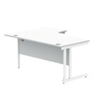 Polaris Right Hand Radial DU Cantilever Desk 1600x1200x730mm Arctic White/White KF882359