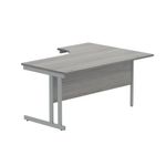 Polaris Left Hand Radial DU Cantilever Desk 1600x1200x730mm Alaskan Grey Oak/Silver KF882366