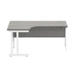 Polaris Right Hand Radial DU Cantilever Desk 1600x1200x730mm Alaskan Grey Oak/White KF882373