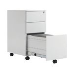 First 3 Drawer Under Desk Pedestal Slimline Steel 300x470x615mm White KF98516