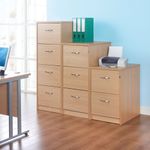 Wooden 3 drawer filing cabinet with silver handles 1045mm high - beech