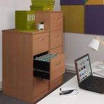 Wooden 3 drawer filing cabinet with silver handles 1045mm high - walnut