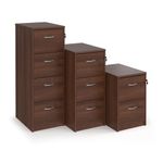 Wooden 3 drawer filing cabinet with silver handles 1045mm high - walnut