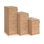 Wooden 4 drawer filing cabinet with silver handles 1360mm high - beech