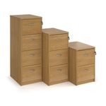 Wooden 4 drawer filing cabinet with silver handles 1360mm high - oak