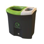 Meridian Recycling Bin Double Mixed Recycling and General Waste 87L Black/Lime/White 81893/6