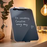 Leitz Cosy Glass Drywipe Desktop Easel Whiteboard Velvet Grey 39470089