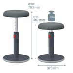Leitz Ergo Cosy Sit/Stand Height Adjustable Stool Velvet Grey 65180089