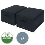 Leitz Fabric Storage Box with Lid Twinpack Medium Grey 61440089