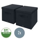 Leitz Fabric Storage Box with Lid Twinpack Large Grey 61450089