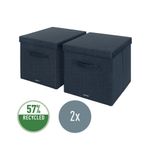 Leitz Fabric Storage Box with Lid Twinpack Large Grey 61450089