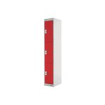 Three Compartment Locker 300x300x1800mm Red Door M12213GURD00