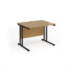 Maestro 25 straight desk 1000mm x 800mm - black cantilever leg frame, oak top