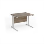 Maestro 25 straight desk 1000mm x 800mm - white cantilever leg frame, Nebraska oak top