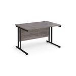 Maestro 25 straight desk 1200mm x 800mm - black cantilever leg frame, grey oak top