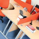 Maestro 25 straight desk 1200mm x 800mm with 2 drawer pedestal - silver cantilever leg frame, Nebraska oak top