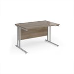 Maestro 25 straight desk 1200mm x 800mm - silver cantilever leg frame, Nebraska oak top
