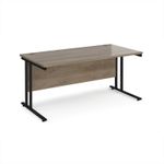 Maestro 25 straight desk 1600mm x 800mm - black cantilever leg frame, Nebraska oak top