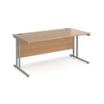 Maestro 25 straight desk 1600mm x 800mm - silver cantilever leg frame, beech top