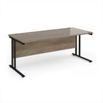 Maestro 25 straight desk 1800mm x 800mm - black cantilever leg frame, Nebraska oak top
