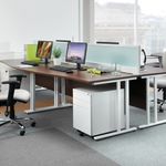 Maestro 25 straight desk 1800mm x 800mm with 3 drawer pedestal - white cantilever leg frame, oak top