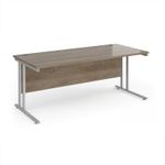 Maestro 25 straight desk 1800mm x 800mm - silver cantilever leg frame, Nebraska oak top