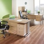 Maestro 25 straight desk 1000mm x 600mm - silver cantilever leg frame, beech top