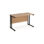Maestro 25 straight desk 1200mm x 600mm - black cantilever leg frame, beech top