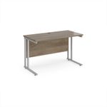Maestro 25 straight desk 1200mm x 600mm - silver cantilever leg frame, Nebraska oak top